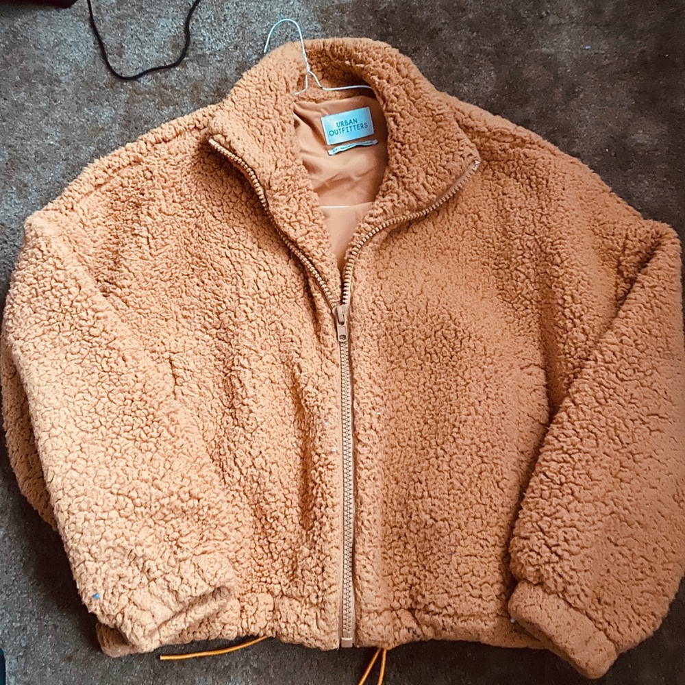 UO willow fuzzy drawstring teddy jacket